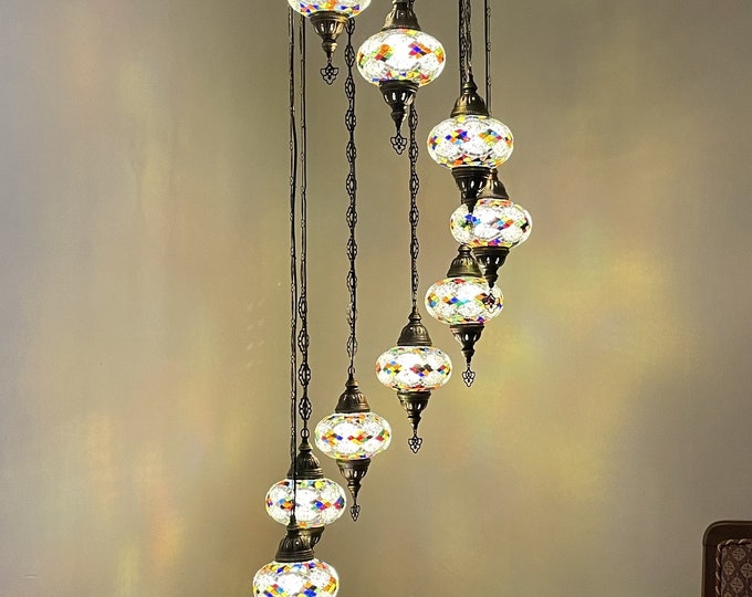 9 (L) Globe Turkish Lamp Morocco Lamp Turkish Chandelier Mosaic Lamp Ceiling Lantern  Pendant Fixture  Chandelier H09-30 FREE SHIPPING