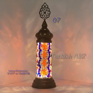 Turkisk mosaikcylinderlampa – Handgjord ottomansk mosaikbordslampa | CL