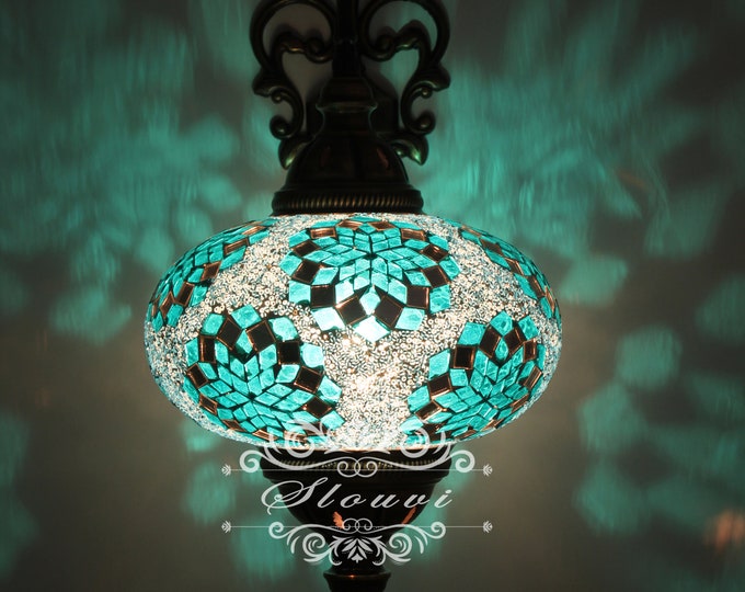 Turkish  Mosaic Single  Wall Sconce, With Extra Large Globe