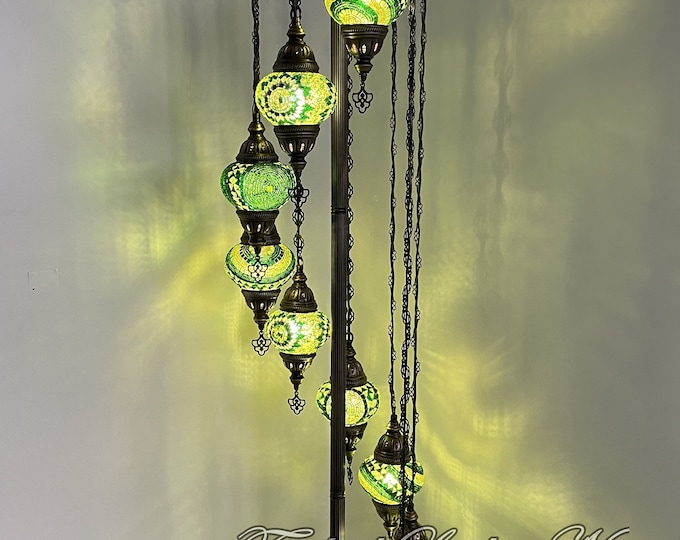 9 (M) Globe Turkish Floor Lamp, Turkish Lamp, Morocco Lamp, Mosaic Floor Lamp, Bedside Floor Lamp, US Plug, FREE SHIPPING