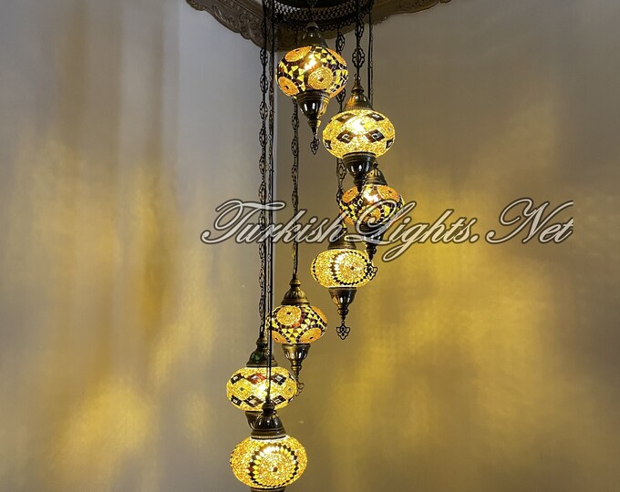 7 (L) Globe Turkish Lamp Morocco Lamp Turkish Chandelier Mosaic Lamp Ceiling Lantern  Pendant Fixture  Chandelier H07-32 FREE SHIPPING