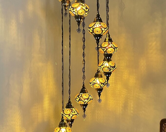 9 (L) Globe Turkish Lamp Morocco Lamp Turkish Chandelier Mosaic Lamp Ceiling Lantern  Pendant Fixture  Chandelier H09-31 FREE SHIPPING
