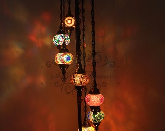 7 Ball Turkish Mosaic Floor Lamp with Large Globes, Lambader