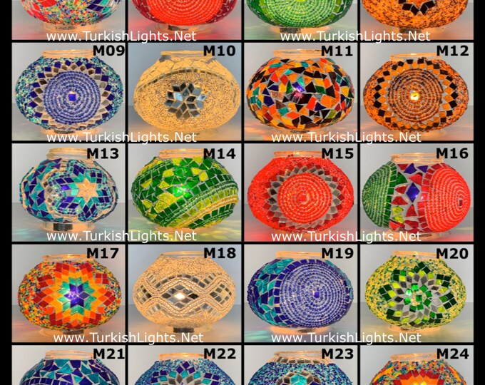 Medium Replacement Turkish Mosaic Globe, Medium Size ( No2 Size), 13X10 cm or 5" X 4"