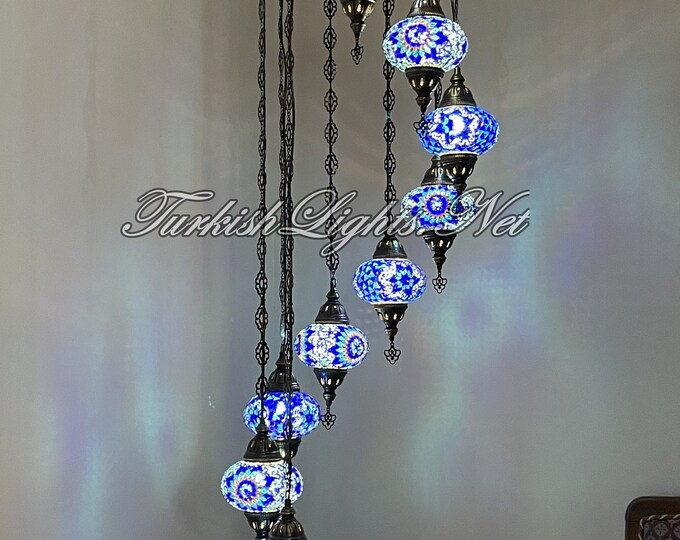 9 (L) Globe Turkish Lamp Morocco Lamp Turkish Chandelier Mosaic Lamp Ceiling Lantern  Pendant Fixture  Chandelier H09-35 FREE SHIPPING
