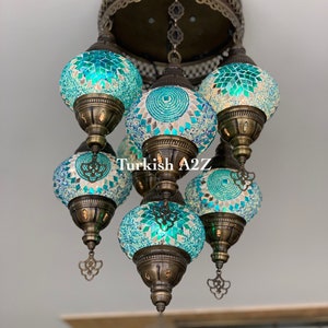 7 - BALL SULTAN  CHANDELIER (Medium globe) , Short Chandelier Flush Against the ceiling