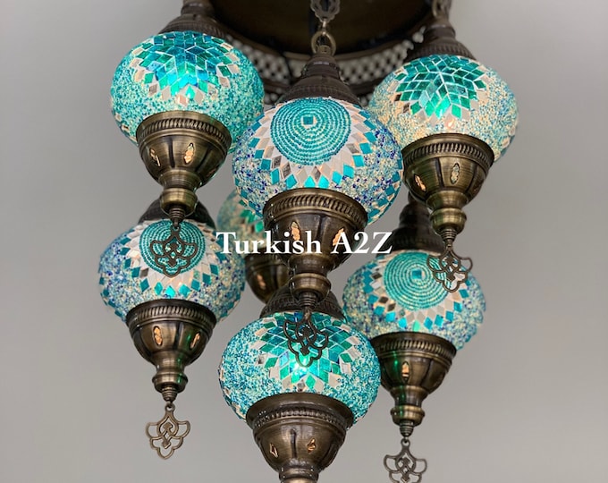 7 - BALL SULTAN  CHANDELIER (Medium globe) , Short Chandelier Flush Against the ceiling