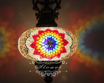 Turkish  Mosaic Single  Wall Sconce, With Extra Large Globe