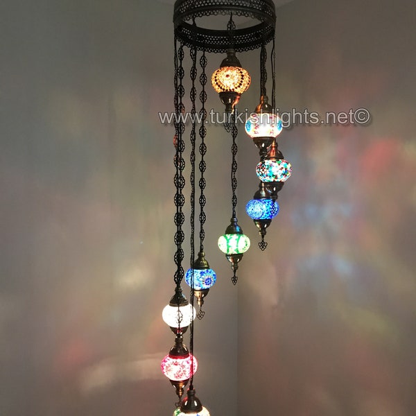 9 Ball Turkish Moroccan Mosaic Lamp Chandelier MIX GLOBES Free shipping