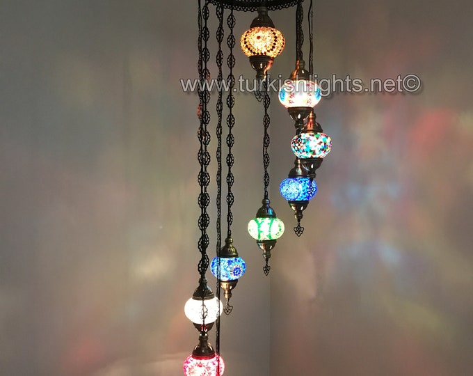 9 Ball Turkish Moroccan Mosaic Lamp Chandelier MIX GLOBES Free shipping