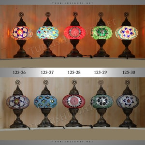 Single Turkish Mosaic Table Lamp With Large Globe ID:125