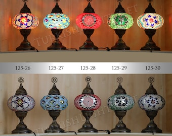 Single Turkish Mosaic Table Lamp With Large Globe ID:125