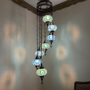 7 (L) Globe Turkish Lamp Morocco Lamp Turkish Chandelier Mosaic Lamp Ceiling Lantern  Pendant Fixture  Chandelier 10 To Choose FREE SHIPPING