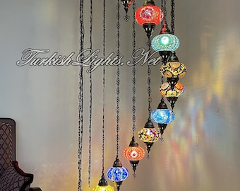 15 (L) Globe Turkish Lamp Morocco Lamp Turkish Chandelier Mosaic Ceiling Lantern  Pendant Light Fixture  Chandelier 8 TO CHOOSE
