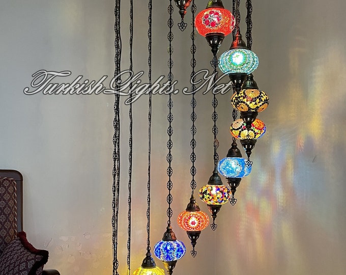 15 (L) Globe Turkish Lamp Morocco Lamp Turkish Chandelier Mosaic Ceiling Lantern  Pendant Light Fixture  Chandelier 8 TO CHOOSE