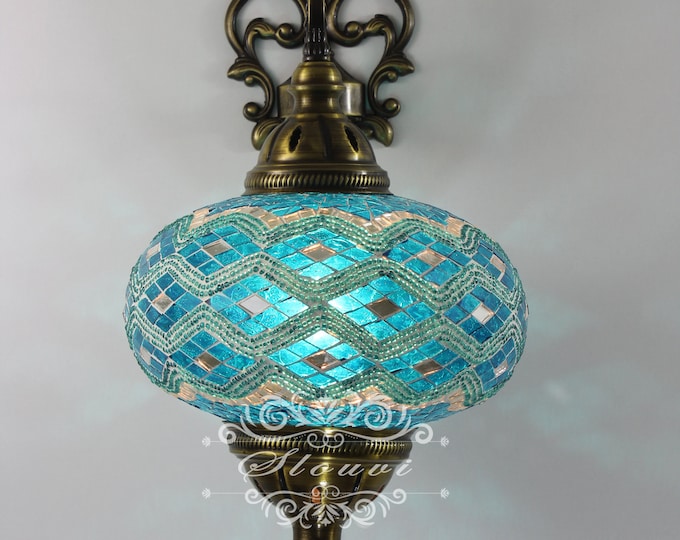 Turkish  Mosaic Single  Wall Sconce, With Extra Large Globe