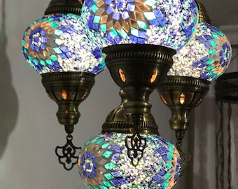 4-Ball Turkish  Sultan Mosaic Chandelier