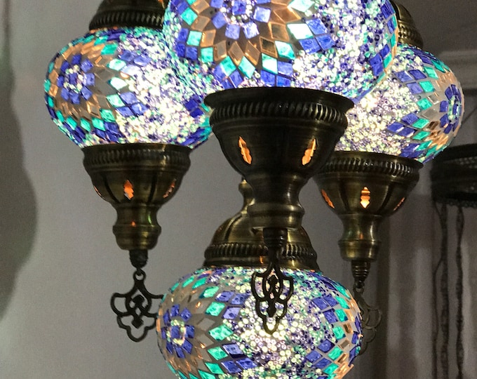 4-Ball Turkish  Sultan Mosaic Chandelier