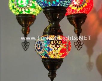 4-Ball Turkish  Sultan Mosaic Chandelier