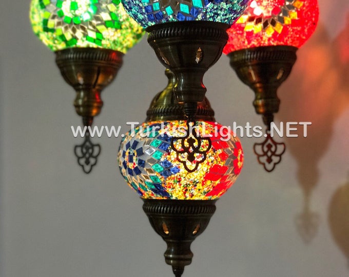 4-Ball Turkish  Sultan Mosaic Chandelier