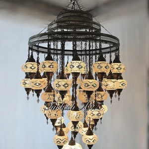Turkish Mosaic Chandelier With 51  Large Globes  ,ID: 153