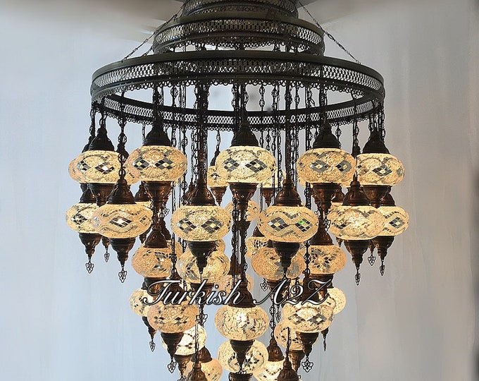 Turkish Mosaic Chandelier With 51  Large Globes  ,ID: 153