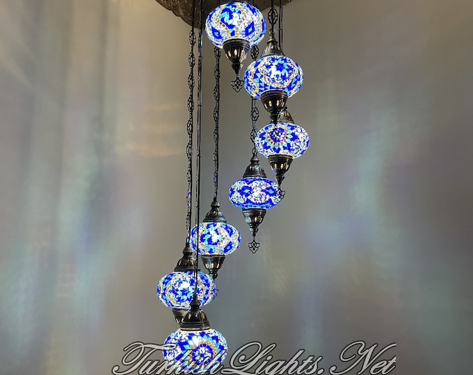 7 (L) Globe Turkish Lamp Morocco Lamp Turkish Chandelier Mosaic Lamp Ceiling Lantern  Pendant Fixture  Chandelier H07-31 FREE SHIPPING