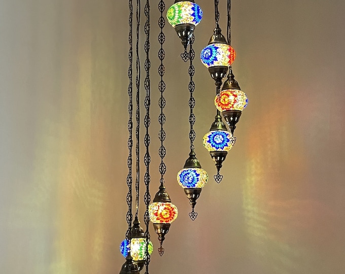 9 (M) Globe Turkish Lamp Morocco Lamp Turkish Chandelier Mosaic Lamp Ceiling Lantern  Pendant Fixture  Chandelier H09-21 FREE SHIPPING