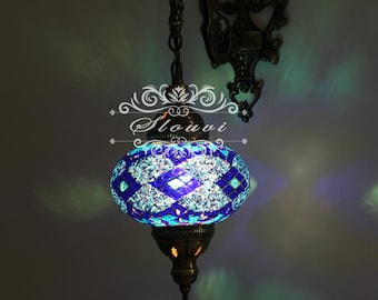Turkish  Mosaic Single  Wall Sconce, With Large Globe