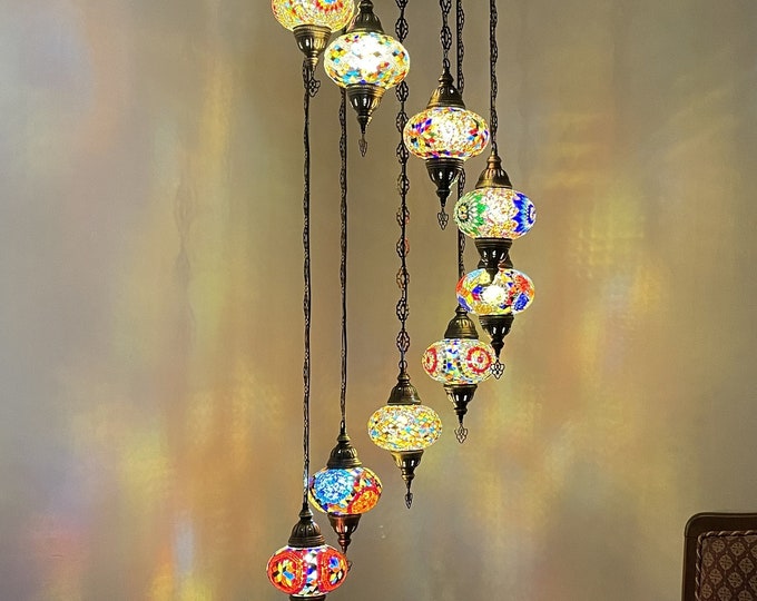 9 (L) Globe Turkish Lamp Morocco Lamp Turkish Chandelier Mosaic Lamp Ceiling Lantern  Pendant Fixture  Chandelier 9 To Choose FREE SHIPPING