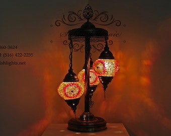 3 Ball Turkish Mosaic Floor Lamp with Medium Globes ID:113