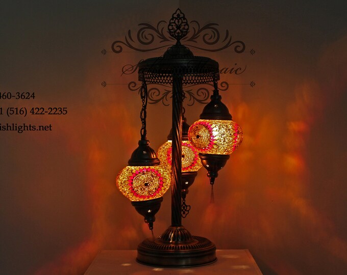 3 Ball Turkish Mosaic Floor Lamp with Medium Globes ID:113