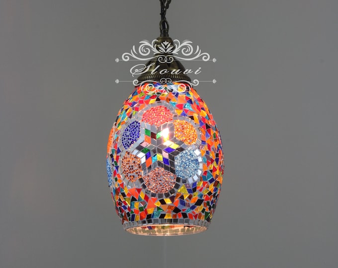 Turkish Moroccan Lamp Handmade Mosaic  Hanging Pendant -  Kitchen Island Lightining FREE SHIPPING