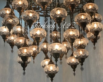 Turkish Mosaic Chandelier With 37 Large Globes  ,ID: 145