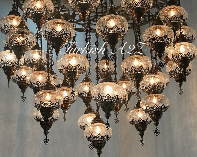 Turkish Mosaic Chandelier With 37 Large Globes  ,ID: 145