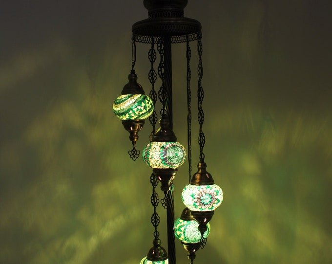 5 Ball Turkish Mosaic Floor Lamp with Large Globes, Lambader