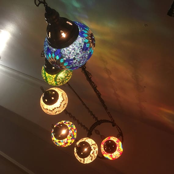7 Ball Turkish Water Drop Style Mosaic Chandelier Multi color 7 Ball Turkish Water Drop Style Mosaic Chandelier Multi color