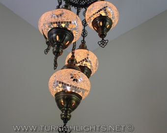 5-Ball Sultan Mosaic Chandelier (Medium Globes)
