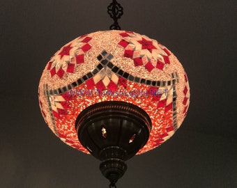 Turkish Handmade Mosaic  Hanging Lamp - Extra Large Globe (No5 globe)