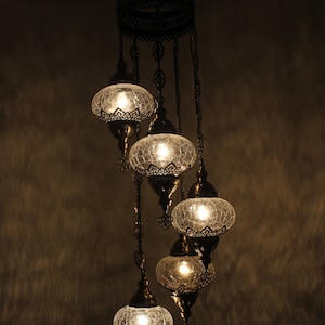 5 Ball Ottoman Chandelier with Cracked Globes