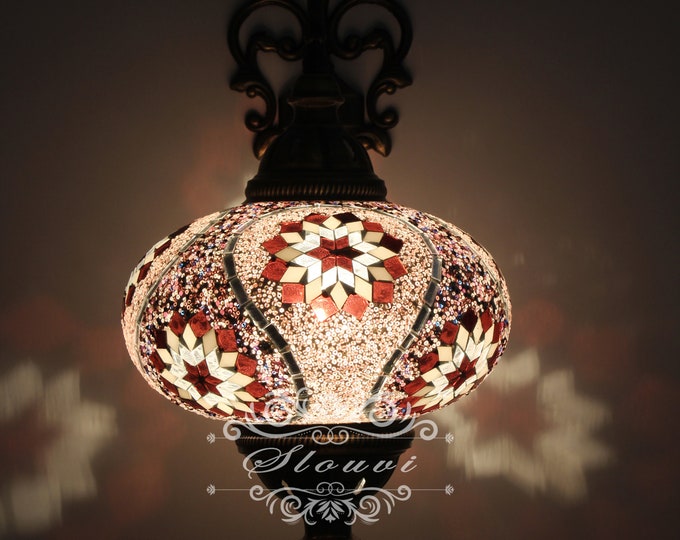 Turkish  Mosaic Single  Wall Sconce, With Extra Large Globe