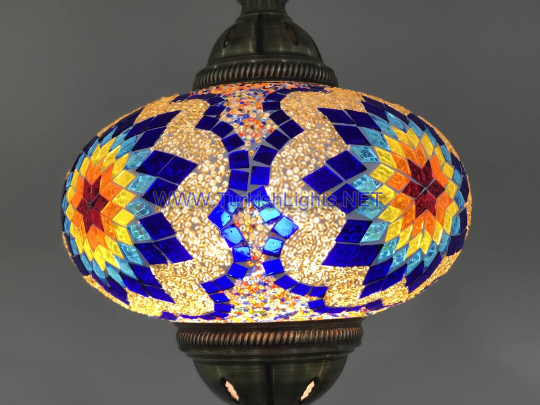 Turkish Moroccan Lamp Hand Made Mosaic Hanging Lamp Extra Large Globe