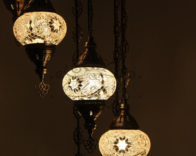 7 - Ball Turkish  Water Drop Style  Mosaic Chandelier Multi-color
