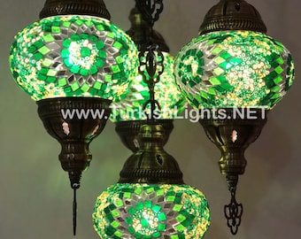 4-Ball Turkish  Sultan Mosaic Chandelier