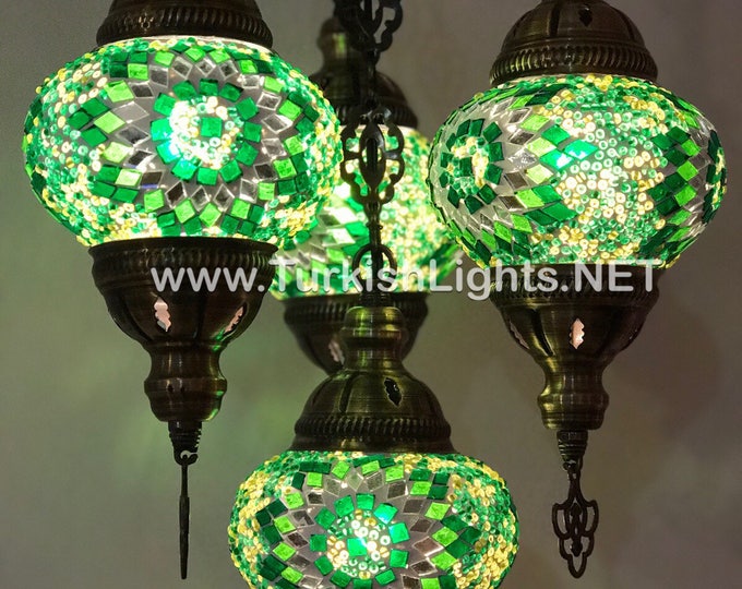 4-Ball Turkish  Sultan Mosaic Chandelier