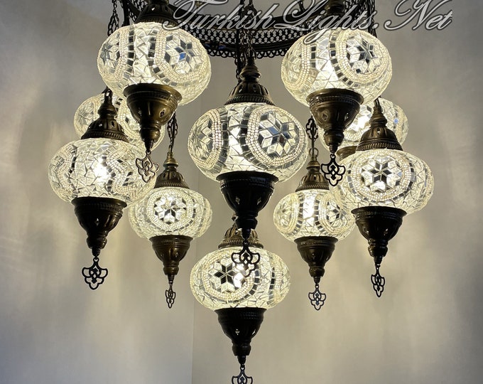 11 (L) Globe Turkish Lamp Morocco Lantern Mosaic Hanging Ceiling Lamp Pendant Light Fixture Chandelier Lighting FREESHIPPING, 45"