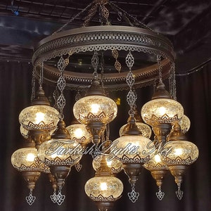 15 (L) Globe Turkish Lamp Morocco Lamp Mosaic Hanging Ceiling Lamp Pendant Light Fixture Chandelier Lighting Multicolor FREESHIP