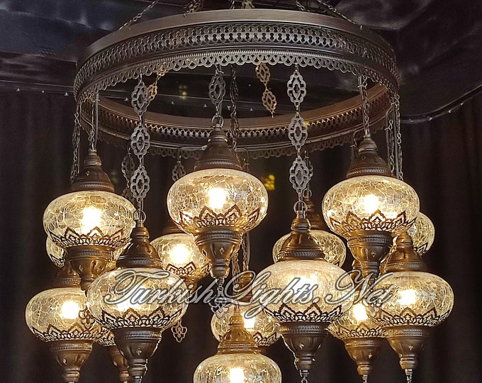 15 (L) Globe Turkish Lamp Morocco Lamp Mosaic Hanging Ceiling Lamp Pendant Light Fixture Chandelier Lighting Multicolor FREESHIP