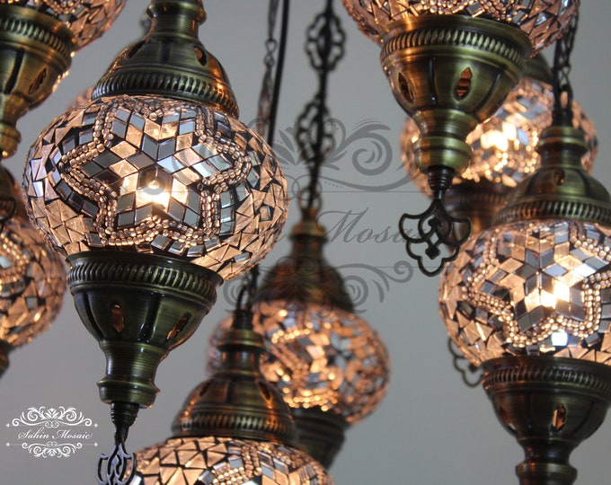 9 Ball Turkish  SULTAN Mosaic Chandelier Multi-color