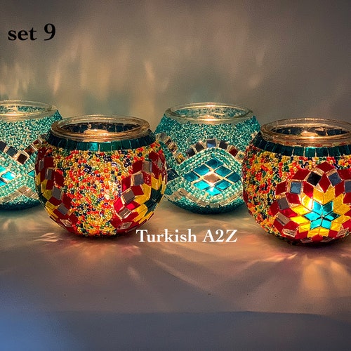 Set of 4 Turkish Mosaic Candle Holdersid 139 Etsy